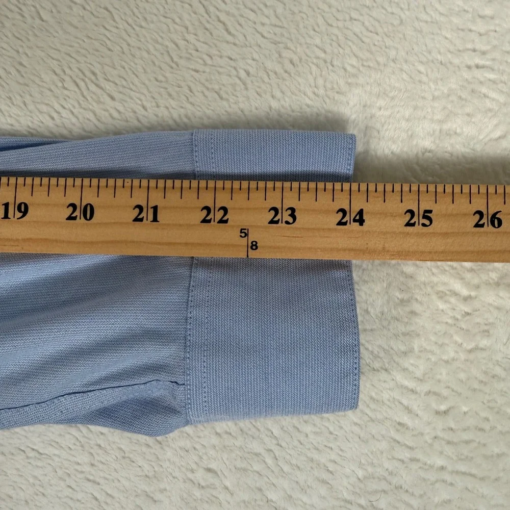 Calvin‎ Klein Mens 18-18.5 34/35 Blue Wrinkle Free Fresh Regular Fit Dress Shirt